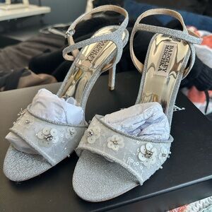 Badgley Mischka Glittering Silver Floral Heels